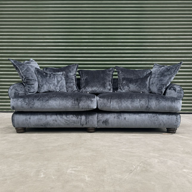 Hepburn 4 Seater Scatter Back Sofa in Charcoal Kairo Fabric - Clearance
