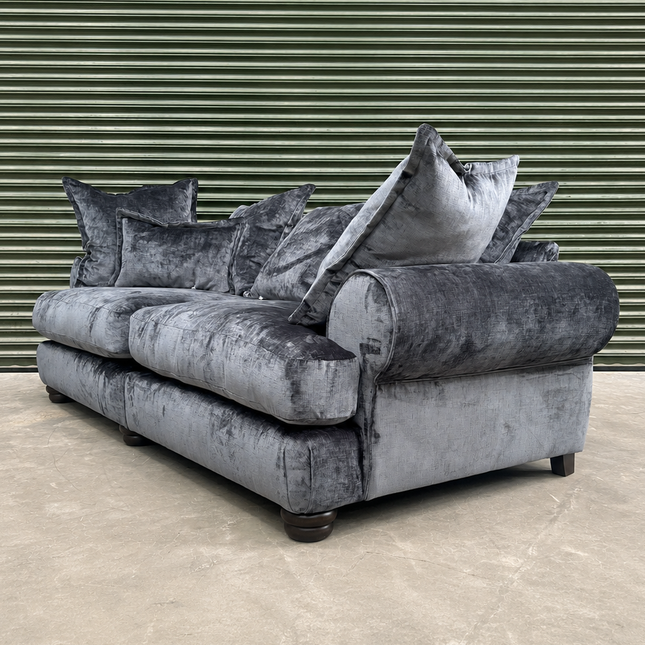 Hepburn 4 Seater Scatter Back Sofa in Charcoal Kairo Fabric - Clearance
