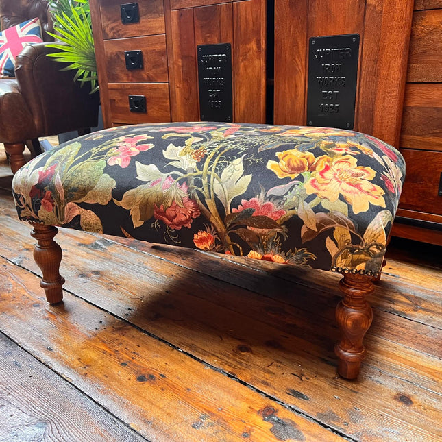 Selfridges Footstool in Hepworth Midnight Velvet - New