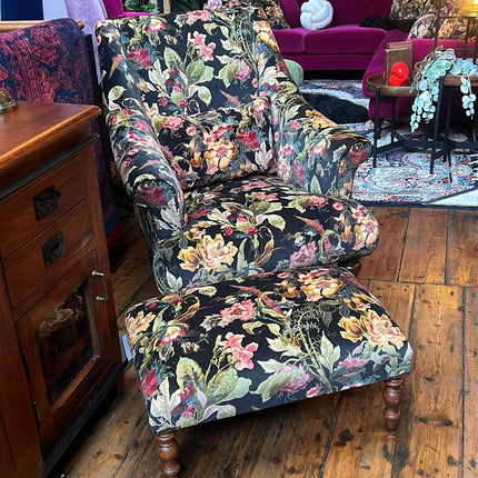 Selfridges Footstool in Hepworth Midnight Velvet - New