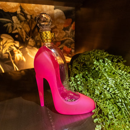 High-Heel Shoe Decanter in Hot Pink