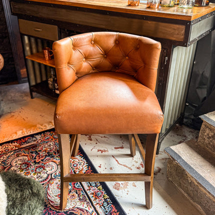 Highland Chesterfield Bar Stool in Amalfi Brandy Leather
