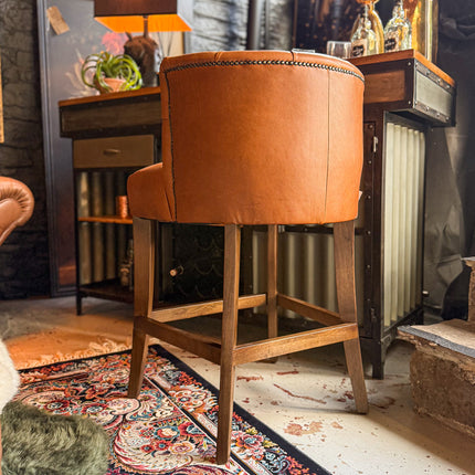 Highland Chesterfield Bar Stool in Amalfi Brandy Leather