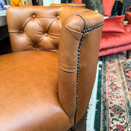 Highland Chesterfield Bar Stool in Amalfi Brandy Leather