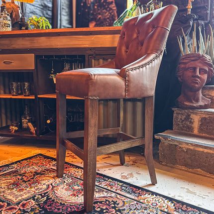 Riley Chesterfield Bar Stool in Leather - New