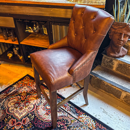 Riley Chesterfield Bar Stool in Leather - New