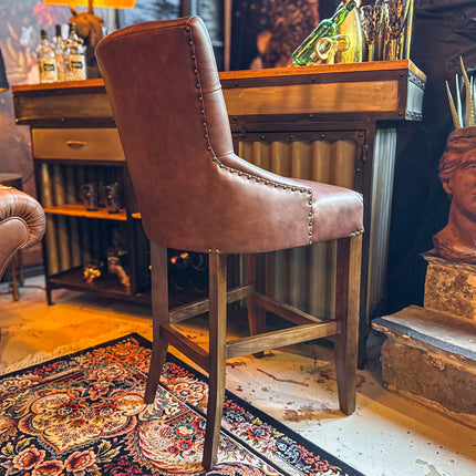 Riley Chesterfield Bar Stool in Leather - New