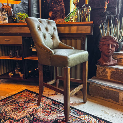 Riley Chesterfield Bar Stool in Leather - New