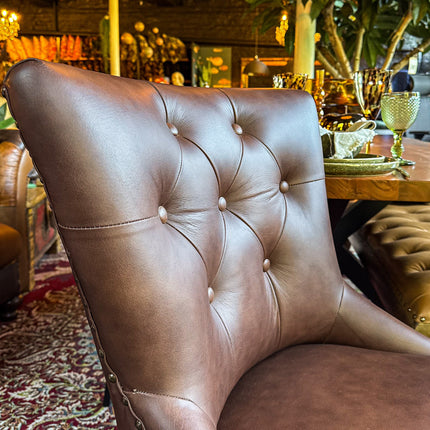 Riley Chesterfield Dining Chair in Leather - New