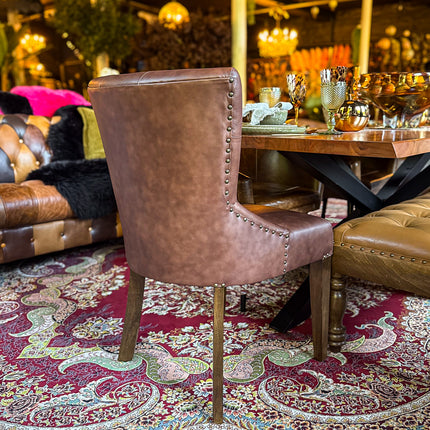 Riley Chesterfield Dining Chair in Leather - New