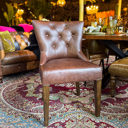 Riley Chesterfield Dining Chair in Leather - New