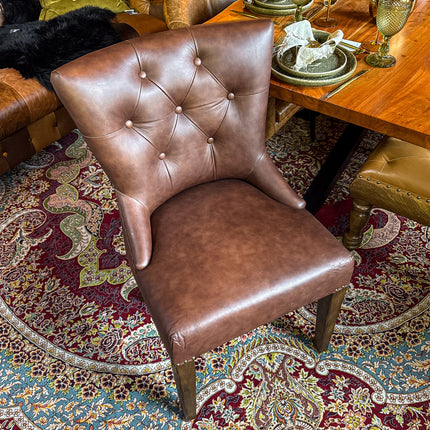 Riley Chesterfield Dining Chair in Leather - New