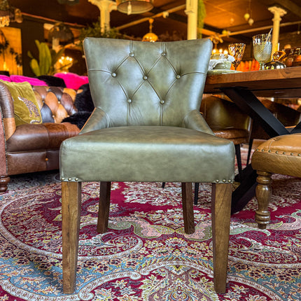 Riley Chesterfield Dining Chair in Leather - New