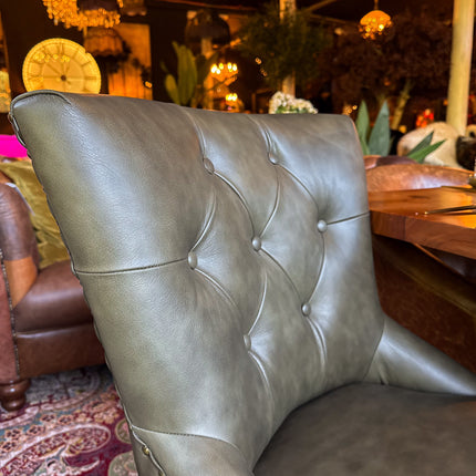 Riley Chesterfield Dining Chair in Leather - New