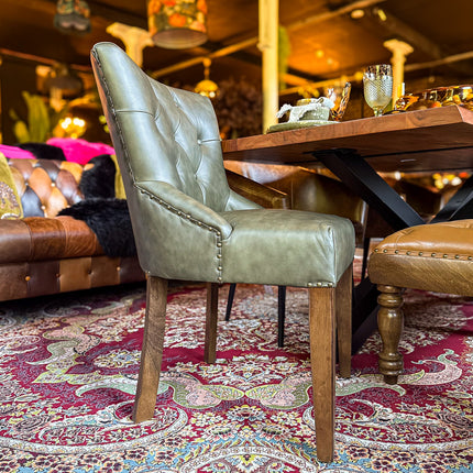 Riley Chesterfield Dining Chair in Leather - New