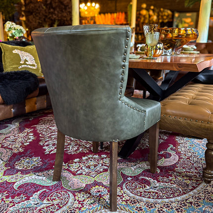 Riley Chesterfield Dining Chair in Leather - New