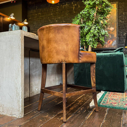 Highland Curved Chesterfield Bar Stool in Leather - New