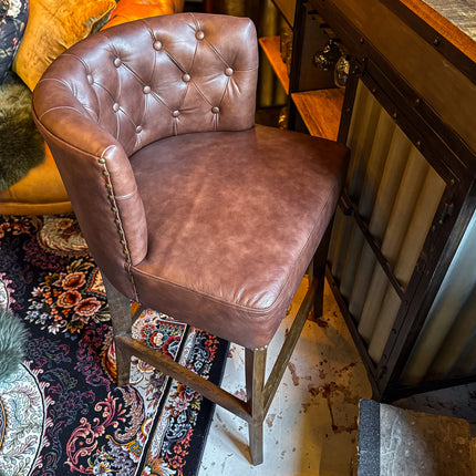 Highland Curved Chesterfield Bar Stool in Leather - New