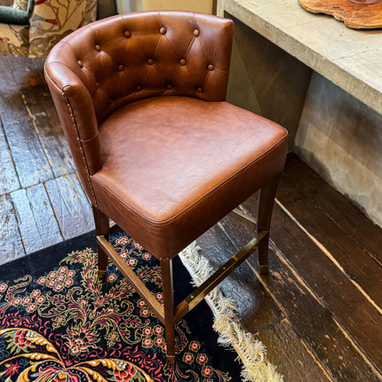 Highland Curved Chesterfield Bar Stool in Leather - New