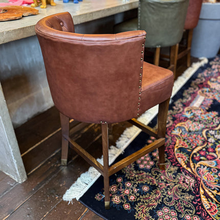 Highland Curved Chesterfield Bar Stool in Leather - New