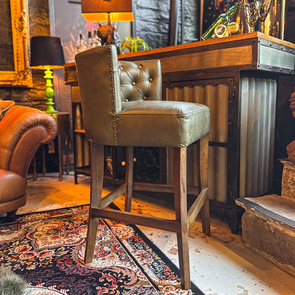 Highland Curved Chesterfield Bar Stool in Leather - New