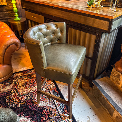 Highland Curved Chesterfield Bar Stool in Leather - New