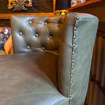 Highland Curved Chesterfield Bar Stool in Leather - New