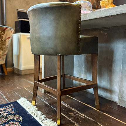 Highland Curved Chesterfield Bar Stool in Leather - New