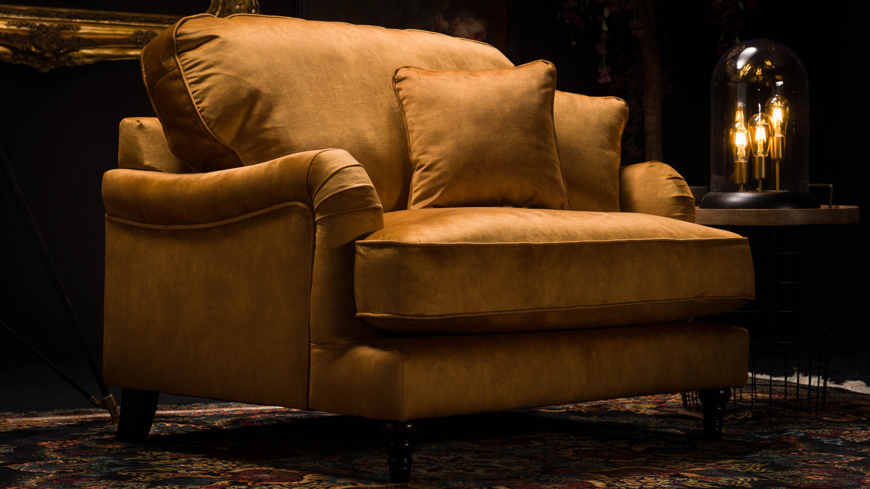 Brown velvet store loveseat