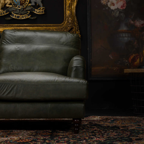 Howard 2 Seater Sofa Green Leather - Clearance