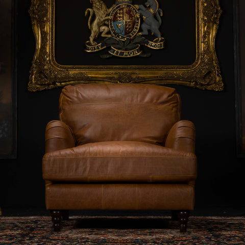 Howard Armchair Whiskey Brown Leather - Clearance