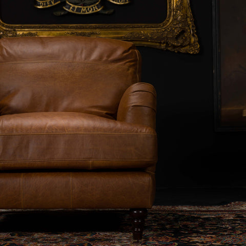 Howard Armchair Whiskey Brown Leather - Clearance