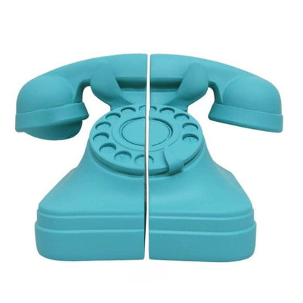 Set of Telephone Bookends in Matt Aqua Blue