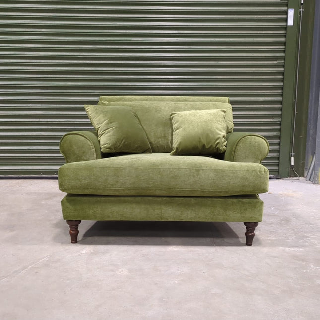 Hartington Snuggler Sofa in Green Velvet - Factory Seconds