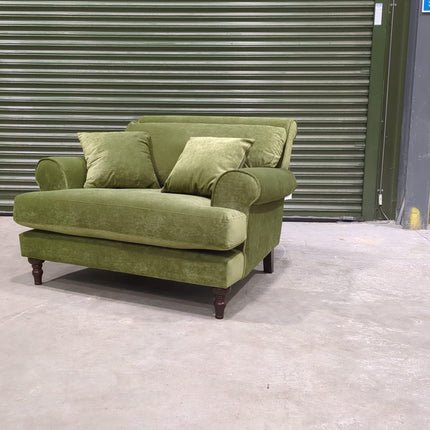 Hartington Snuggler Sofa in Green Velvet - Factory Seconds