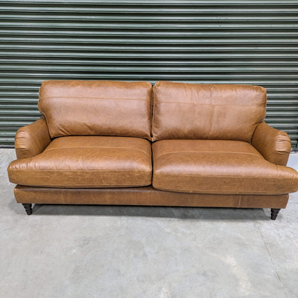 Howard 4 Seater Sofa in Leather Brown - Clearance