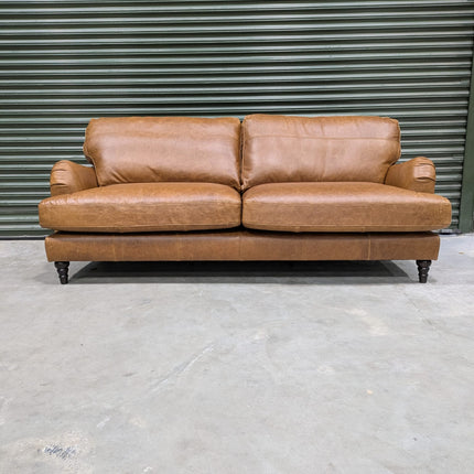 Howard 4 Seater Sofa in Leather Brown - Clearance