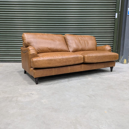 Howard 4 Seater Sofa in Leather Brown - Clearance