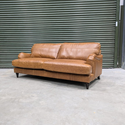 Howard 4 Seater Sofa in Leather Brown - Clearance