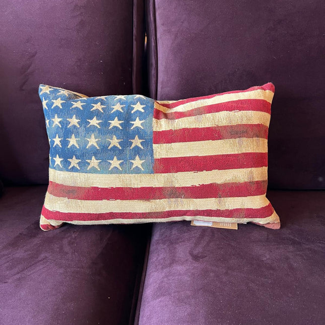 Stars and Stripes USA Flag Tapestry Feather Filled Bolster Cushion - Clearance