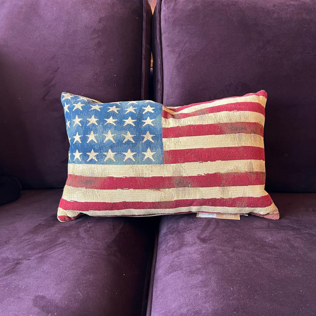 Stars and Stripes USA Flag Tapestry Feather Filled Bolster Cushion - Clearance