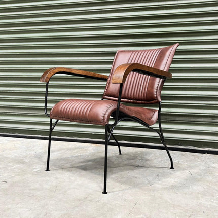 Retro Accent Chair in Leather