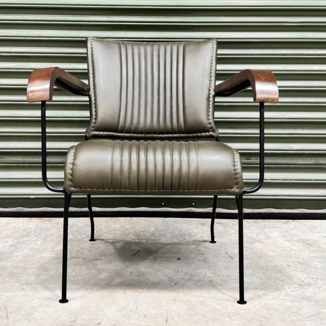 Retro Accent Chair in Leather