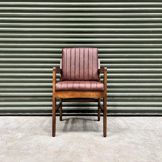 Kodu Dining Chair with Arms in Dark Brown Leather -  Ex Display