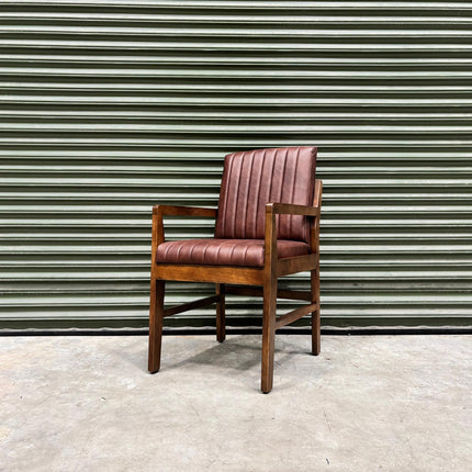 Kodu Dining Chair with Arms in Dark Brown Leather -  Ex Display