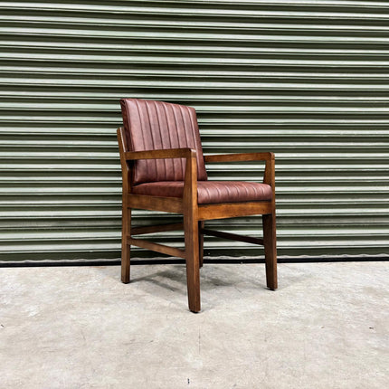 Kodu Dining Chair with Arms in Dark Brown Leather -  Ex Display