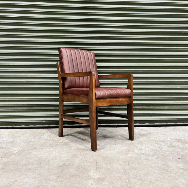 Kodu Dining Chair with Arms in Dark Brown Leather -  Ex Display