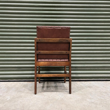 Kodu Dining Chair with Arms in Dark Brown Leather -  Ex Display