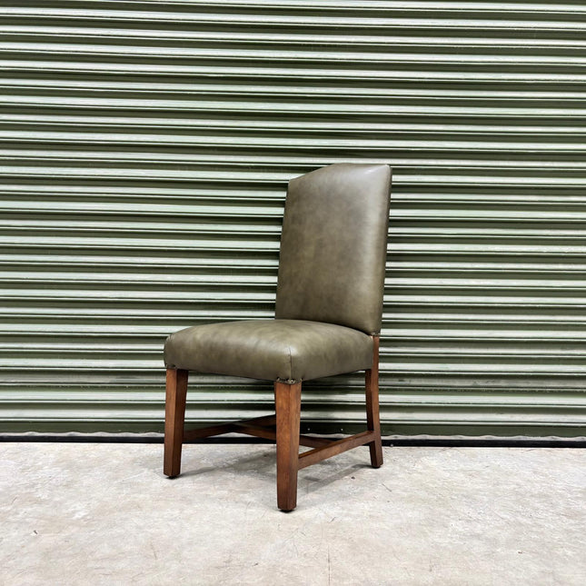 Kodu Tall Dining Chair in Dark Green Leather - Factory Second