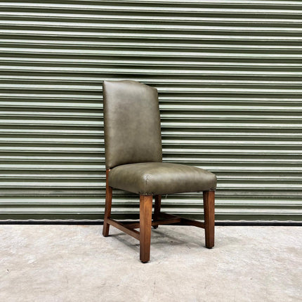 Kodu Tall Dining Chair in Dark Green Leather - Factory Second